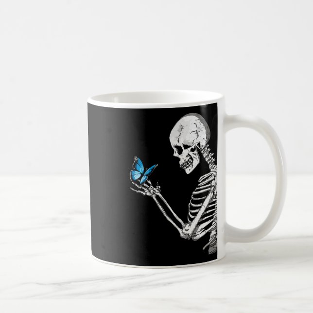 Caneca De Café Borboleta Skeleton Retro Halloween (Direita)