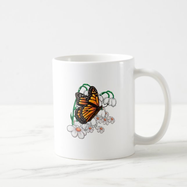 Caneca De Café Borboleta sobre flores (Direita)