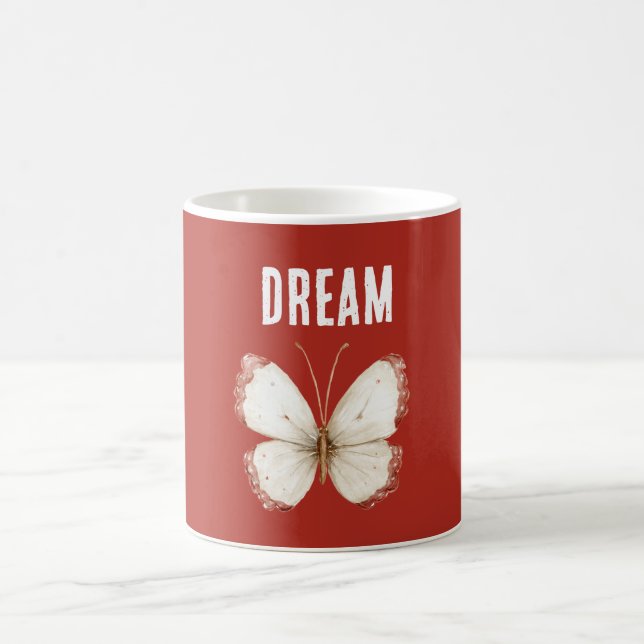 Caneca De Café Borboleta Sonho Branco Vermelho (Centro)