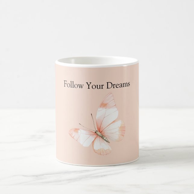 Caneca De Café Borboleta Sonhos de Pêssego (Centro)