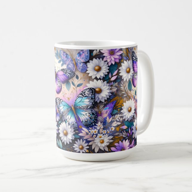 Caneca De Café Borboleta Sonhos Floral (Frente Esquerda)