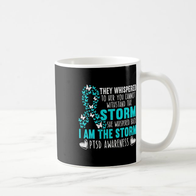 Caneca De Café Borboleta Teal Ribbon O Warrior De Tempestade Ptsd (Direita)