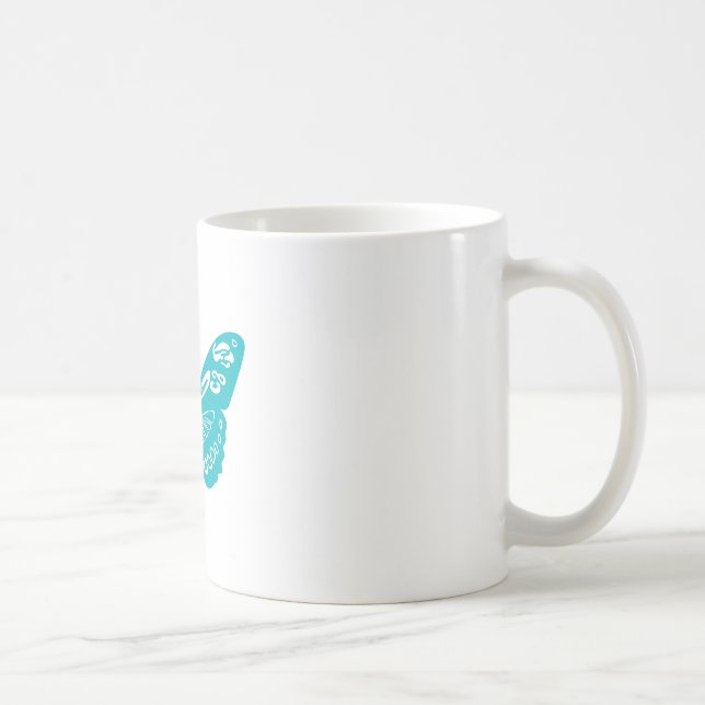 Caneca De Café Borboleta Turquesa (Direita)