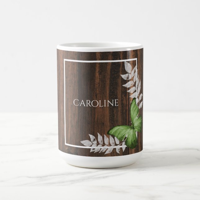 Caneca De Café Borboleta Verde russa - Mug de café personalizado (Centro)