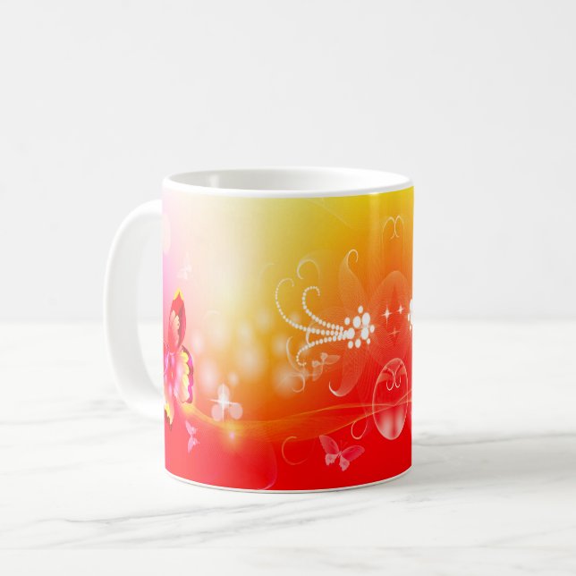 Caneca De Café Borboleta Vermelha (Frente Esquerda)