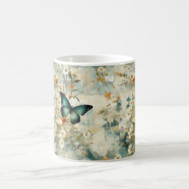 Caneca De Café Borboleta Vintage Floral