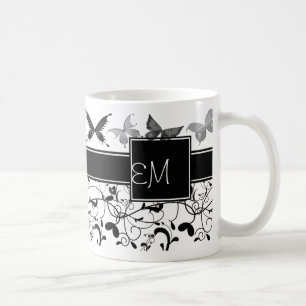 Caneca De Café Borboleta Vitoriana Preta-Amarelo-Amarelo