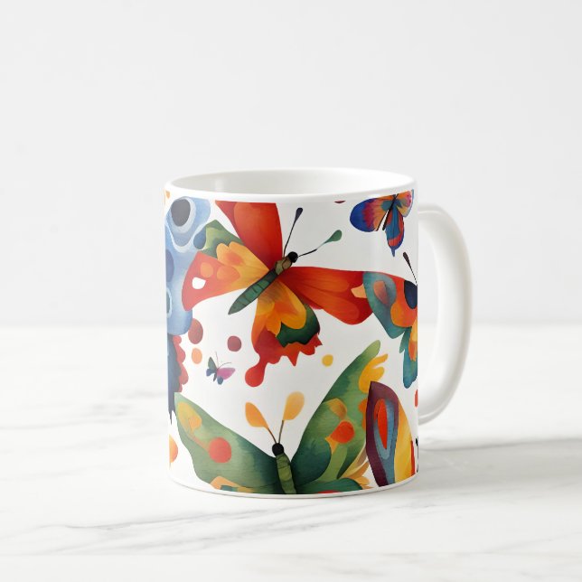 Caneca De Café Borboletas Arte (Frente Esquerda)