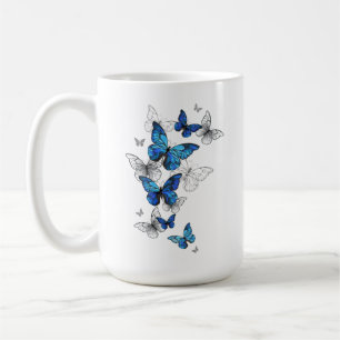 Caneca De Café Borboletas Azuis Morpho