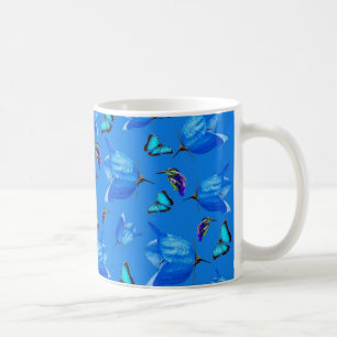 Caneca De Café Borboletas Azuis, Reinos E Flores De Bell,