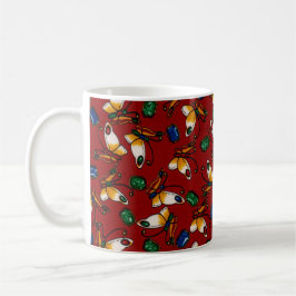 Caneca De Café Borboletas brancas laranja, Emerald, Sapphire em v