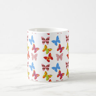 Caneca De Café Borboletas coloridas decorativas