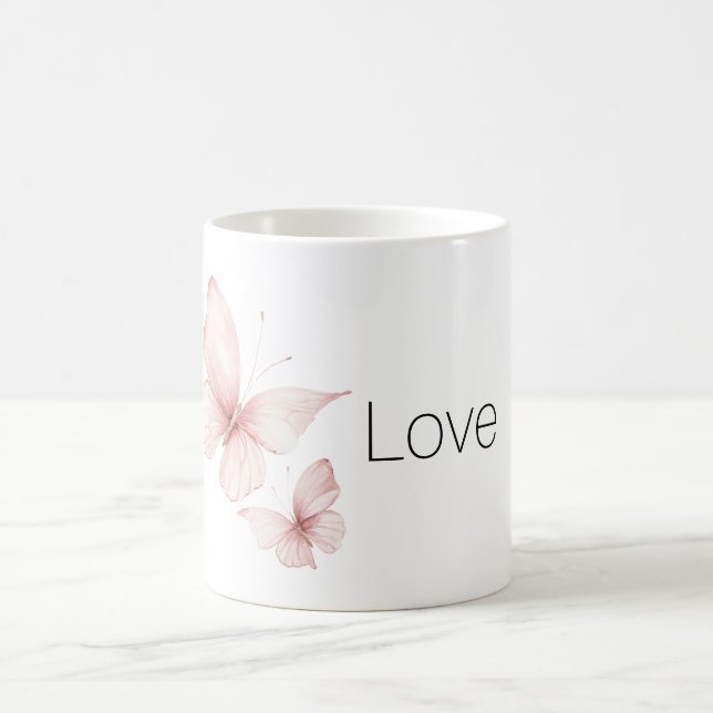 Caneca De Café Borboletas Cor-de-Rosa Amam (Centro)