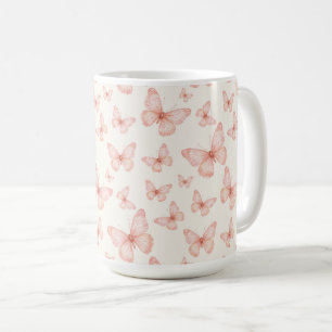 Caneca De Café Borboletas cor-de-rosa bonitas