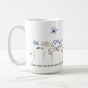 Caneca De Café borboletas de flores silvestres de páscoa simples 