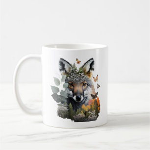 Caneca De Café Borboletas de madeira e galos de raposa