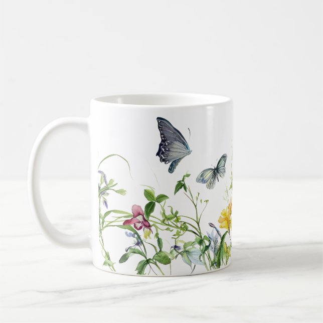 Caneca De Café Borboletas e flores (Esquerda)
