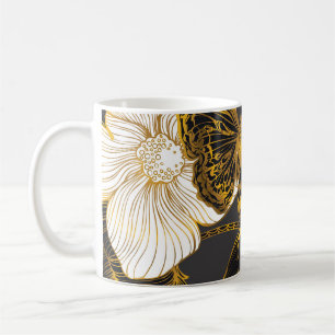 Caneca De Café Borboletas e flores: padrão de Primavera Boho