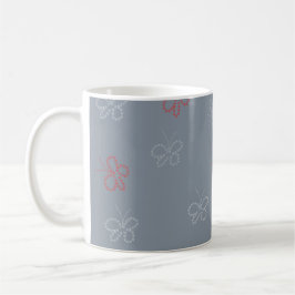 Caneca De Café Borboletas Estrelas Sage Azul Empoeirado