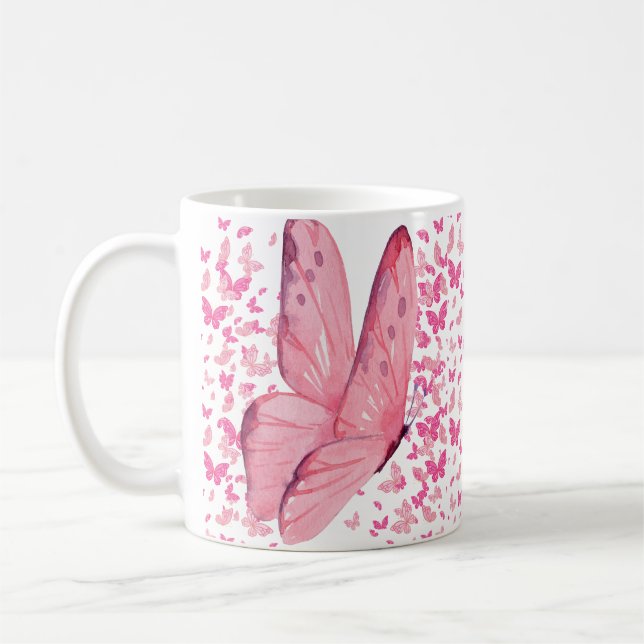 Caneca De Café Borboletas Rosa (Esquerda)