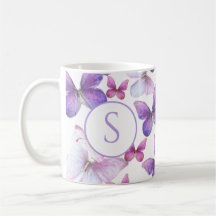 Borboletas Rosa e Roxo Monograma Personalizado