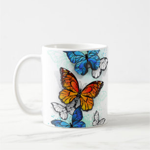Caneca De Café Borboletas voadoras Morpho e Monarca