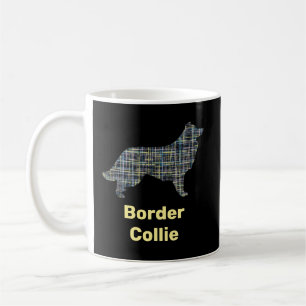 Caneca De Café Borda Cachorro Amarelo e Preto Linha de Grade