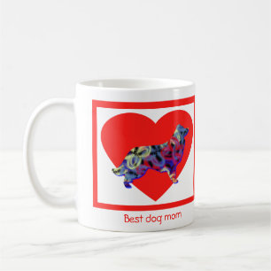 Caneca De Café Borda Cachorro Vermelho Dia do Namorados Vermelho