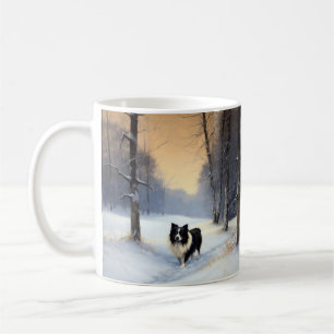 Caneca De Café Borda Collie Deixe-o nevar no Natal