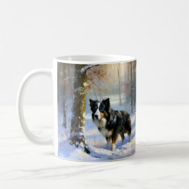 Caneca De Café Borda Collie Deixe-o nevar no Natal (Esquerda)
