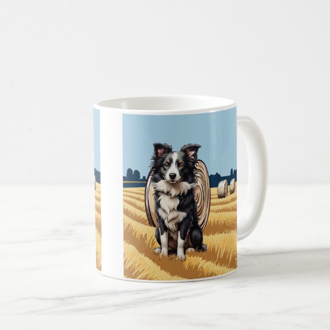 Caneca De Café Borda Collie na Fazenda (Frente Esquerda)