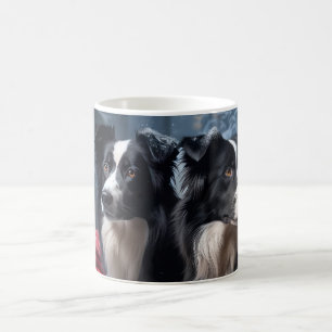Caneca De Café Borda Collie Snowy Sleigh Decência de Natal