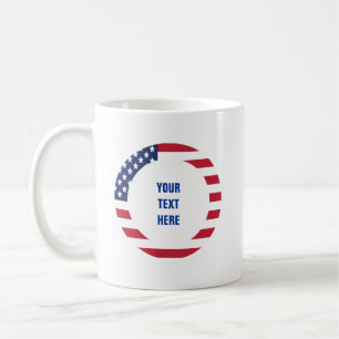 Caneca De Café Borda da Bandeira Americana com texto personalizad