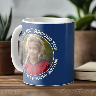 Caneca De Café Borda da Marinha com Foto e Texto em torno de um C