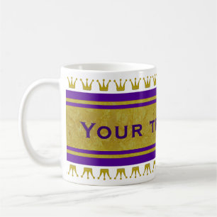 Caneca De Café Borda de Coroa de ouros + seu texto e plano de fun