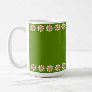 Caneca De Café Borda Mínima da Flor Retroativa Avocado Verde