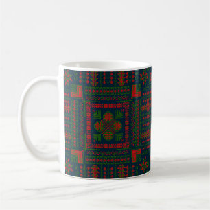Caneca De Café Bordado Palestiniano Tatreez verde 5 Padrão