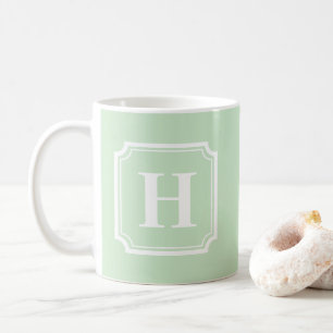 Caneca De Café Bordas clássicas  Monograma Personalizado Verde D