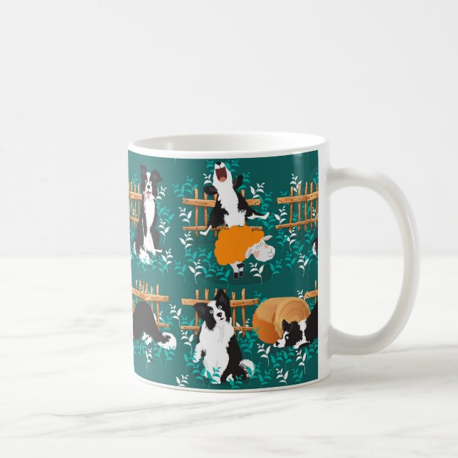 Caneca De Café Border Collie brincando com ovelha (Direita)