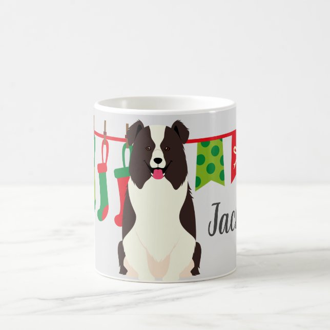 Caneca De Café Border Collie de Natal Personalizado (Centro)