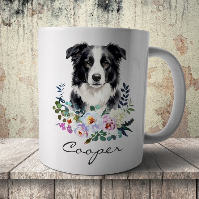 Caneca De Café Border Collie em Aquarela (Criador carregado)
