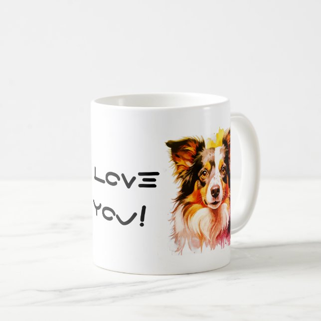 Caneca De Café Border Collie Family Dog Personalize Text (Frente Esquerda)