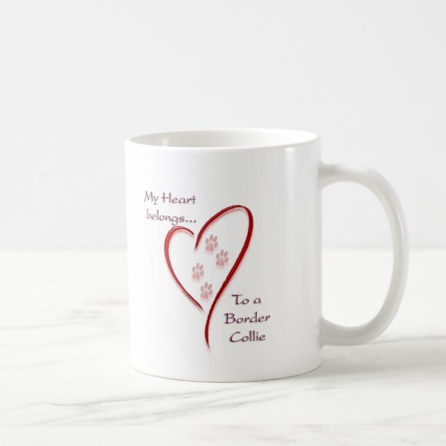 Caneca De Café Border Collie Hearts Pertence (Direita)