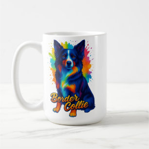 Caneca De Café Border Collie Pop Art Vibrante