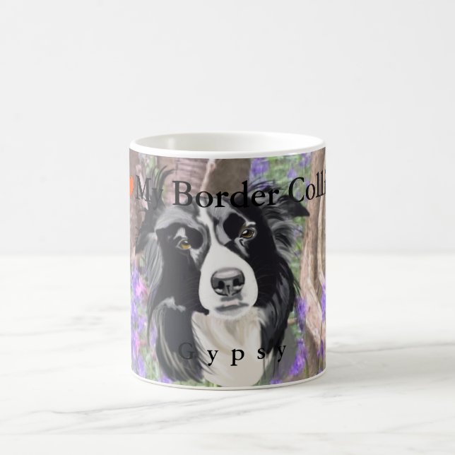 Caneca De Café Border collie preto e branco na madeira do (Centro)