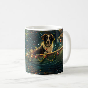 Caneca De Café Border Collie Viagem Natalícia Festiva