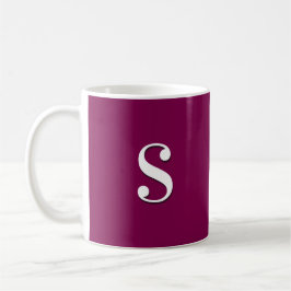 Caneca De Café Bordô Escuro Simples Monograma Inicial Elegante