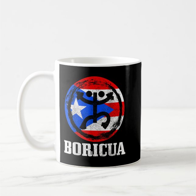 Caneca De Café Boricua Taino Coqui - Símbolo Porto Rico Bandeira  (Esquerda)