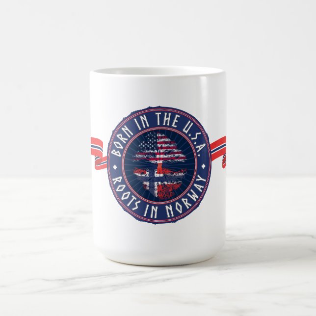 Caneca De Café "Born in USA · Roots in Norway" in Blue (Centro)