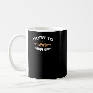 Caneca De Café Born To Fly Tshirt Aviation Shirt Airplane Pilot